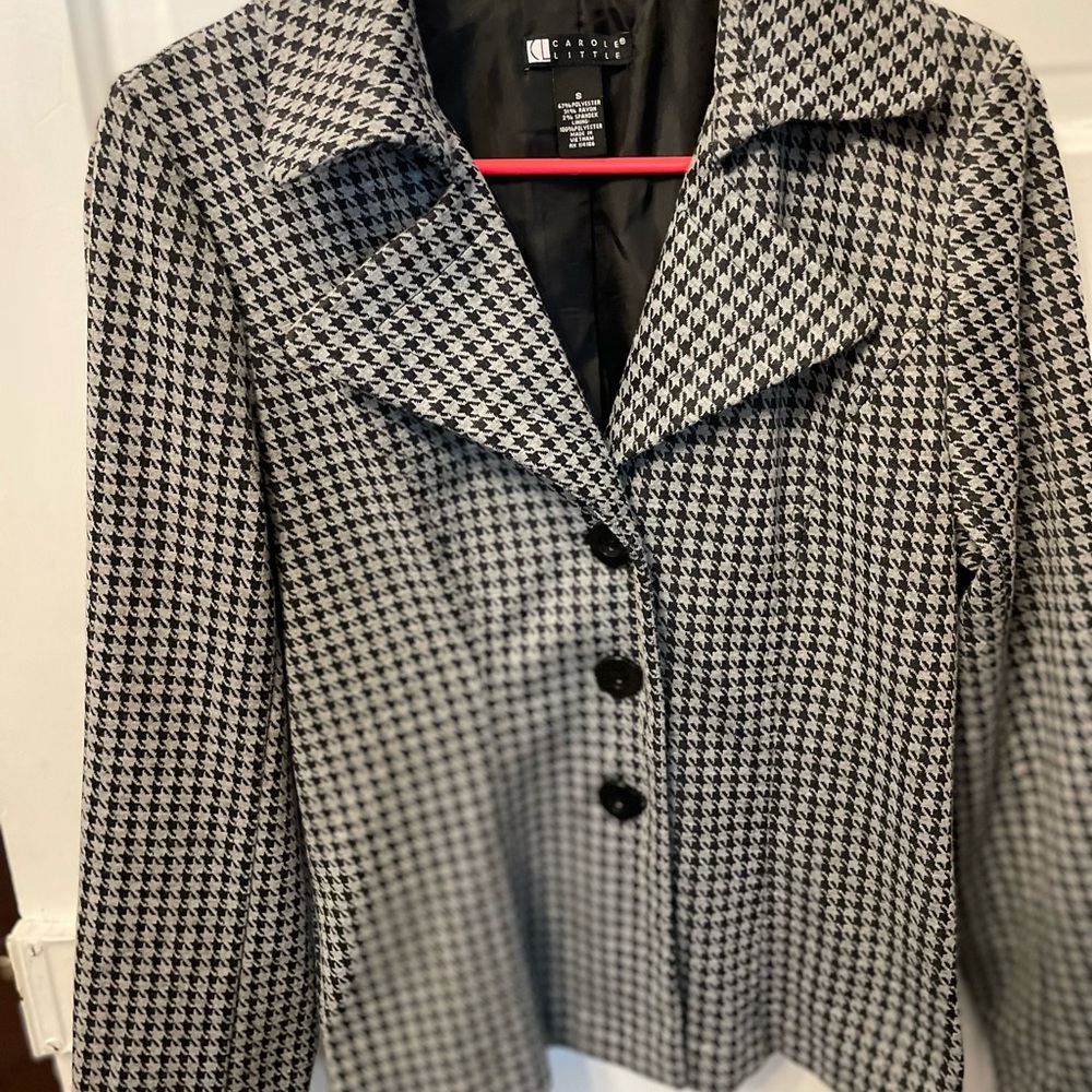 Carole Little Houndstooth Jersey Jacket Cropped Size Small